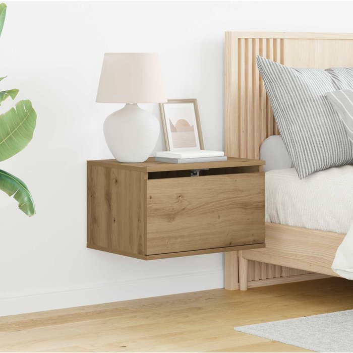 Mesita de noche de pared 2 pcs roble artesanal 50 x 36 x 30 cm