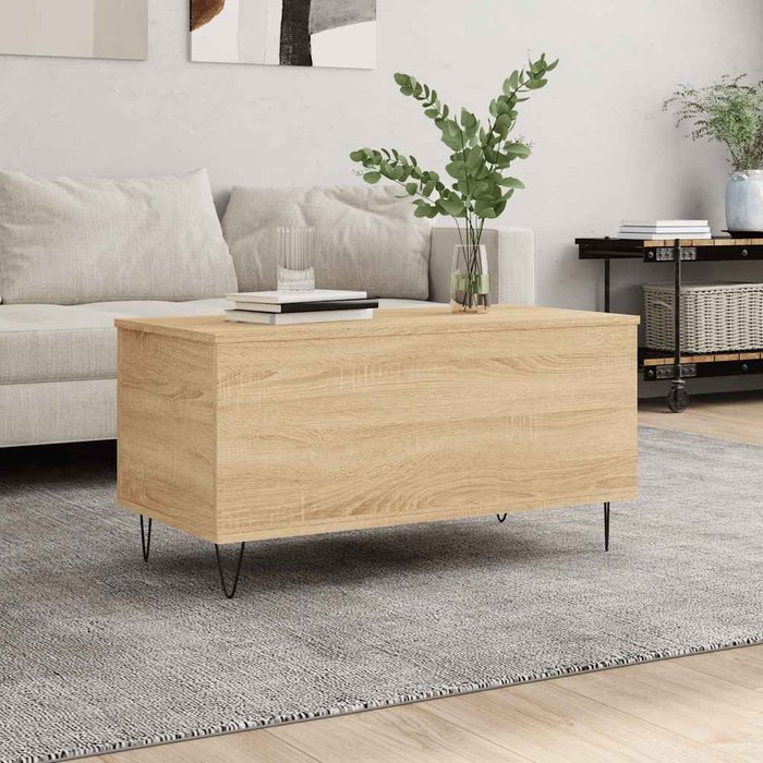 Mesa de centro madera contrachapada roble sonoma 90x44,5x45 cm