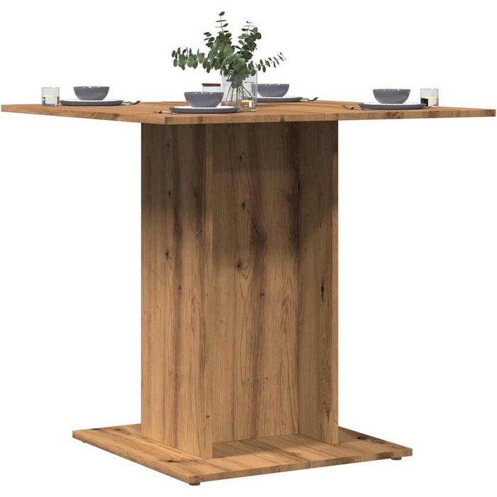Mesa de comedor artesanal de roble 80x80x75 cm de madera contrachapada