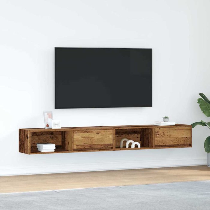 Muebles de tv 2 uds 100x31x25,5 cm madera ingeniería envejecida