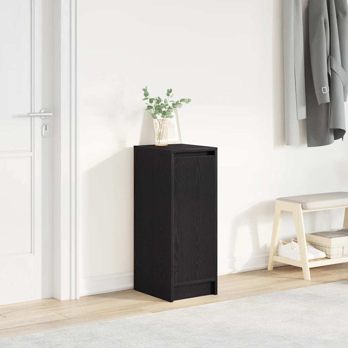 Zapatero de roble negro 29,5x34x76 cm madera de ingeniería