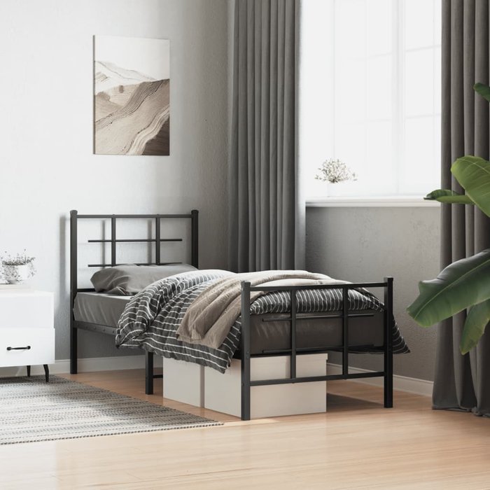 Maison exclusive - estructura cama sin colchón con estribo metal negro 75x190 cm