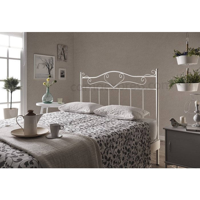 Cabecero de forja mod. 210, color negro, válido para cama de 105 cm
