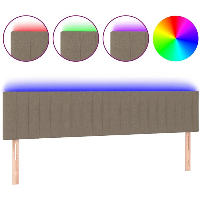 Cabecero con led de tela gris taupe 200x5x78/88 cm - comfortxl