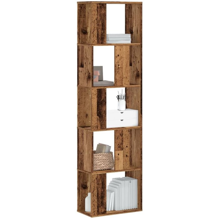 Biblioteca de 5 niveles, madera antigua, madera de ingeniería. - pangivo