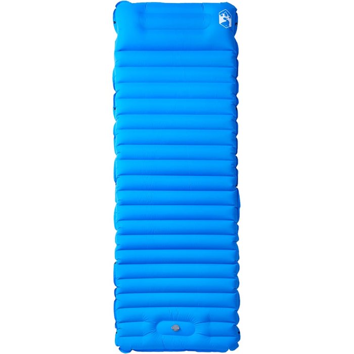 Colchón de camping autoinflable con almohada 1 persona azul