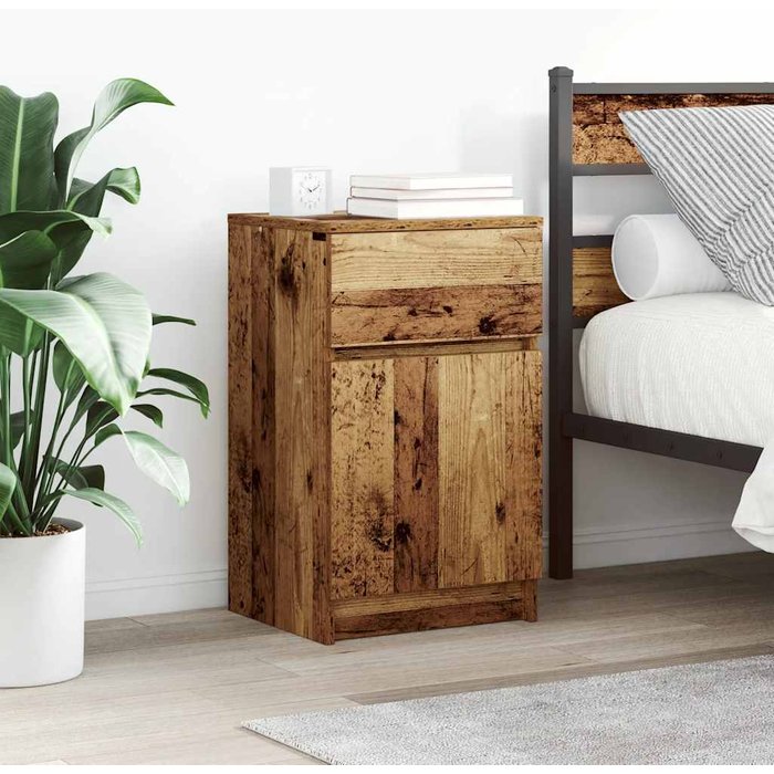 Mesitas noche 2unidades madera contrachapada madera vieja 39x35x65cm