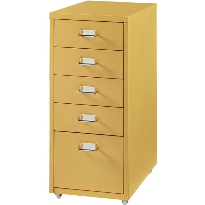 Mueble de oficina con ruedas y 5 cajones 69 x 28 x 41 cm amarillo 03_0009101