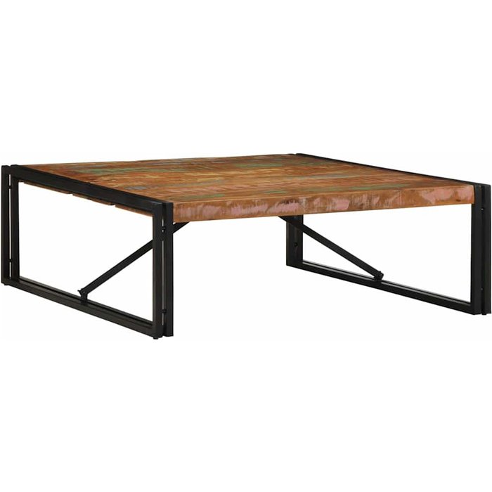 Mesa de centro multicolor 100x100x35 cm madera maciza reciclada