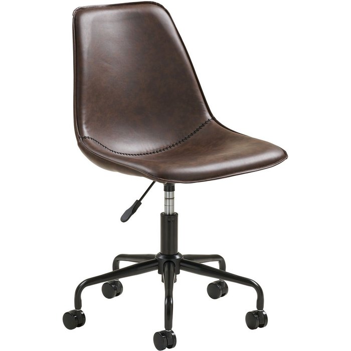 Silla de oficina monaco,piel sintética,marrón,kendra home
