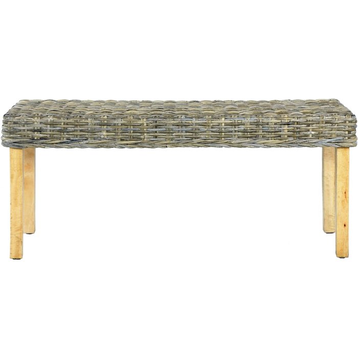 Banco de ratán kubu natural y madera maciza de mango 110 cm - comfortxl