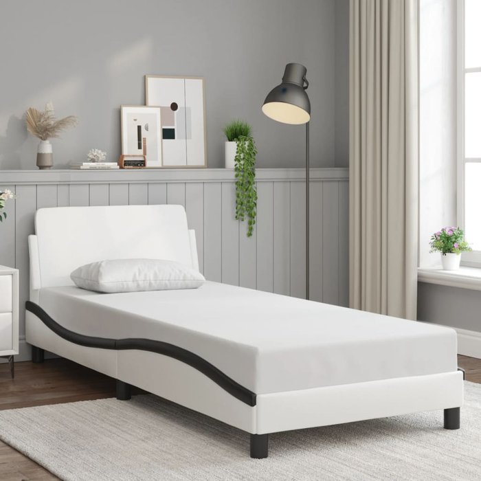 Estructura de cama dover cuero sintético blanco negro 80x200 cm vidaxl
