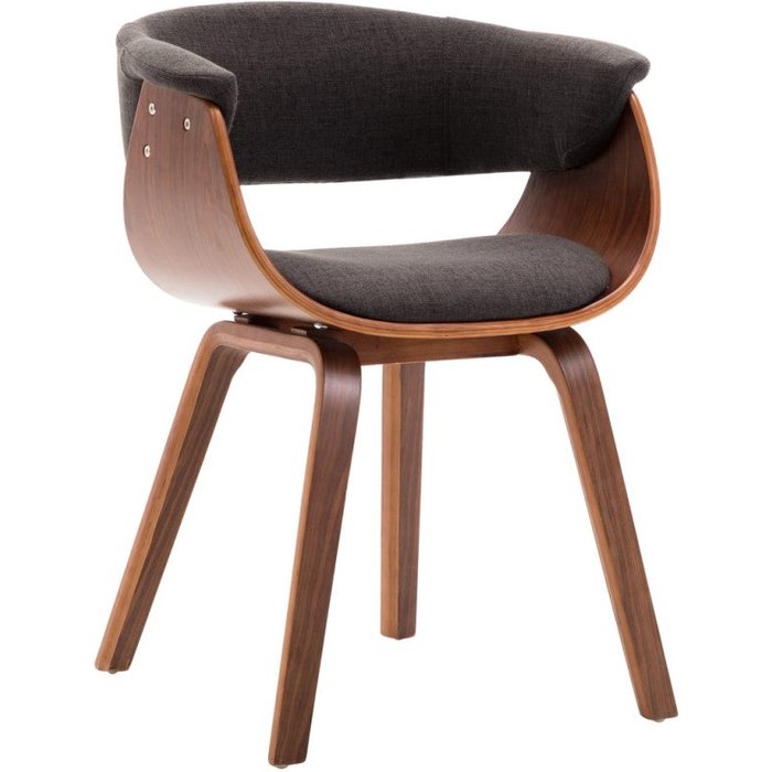 Vidaxl silla de comedor madera curvada y tela gris