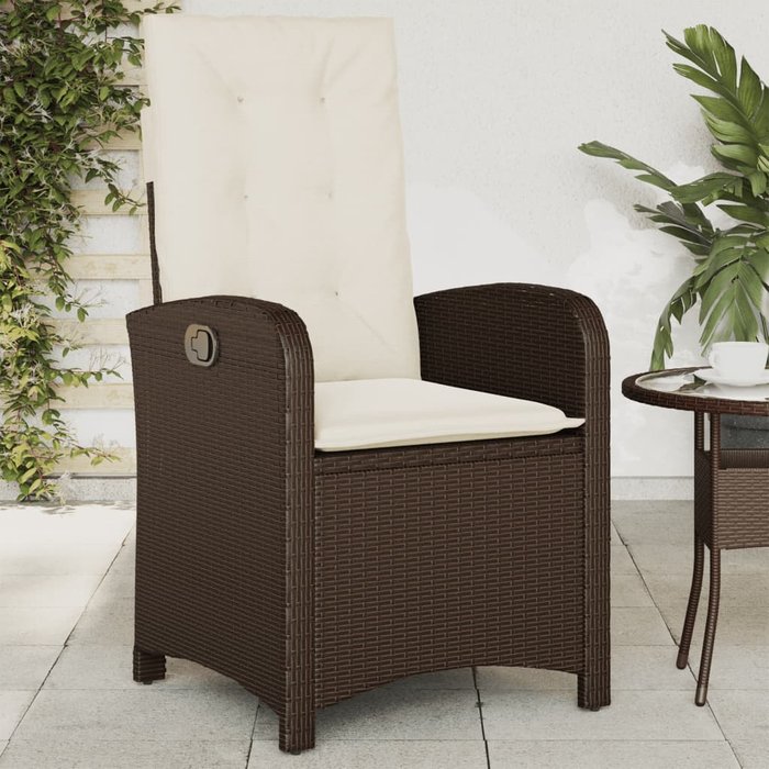 Vidaxl sillón reclinable de jardín con cojines ratán sintético marrón