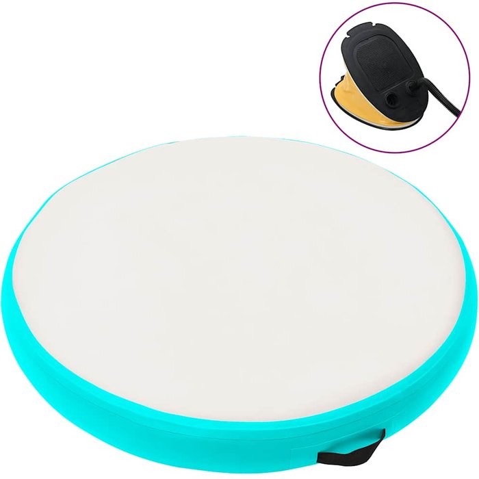 Esterilla inflable de gimnasia y bomba pvc verde 100x100x15 cm