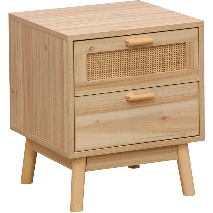 Mesita de noche trend 2 cajones natural 48x40x39 cm adec