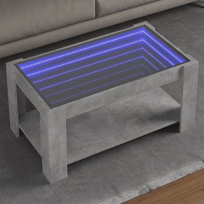 Mesa de centro y led madera ingeniería gris hormigón 93x53x45cm vidaxl