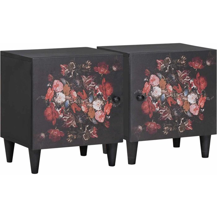 Cabinet de noche con puerta 2 pcs negro 40 x 33 x 46 cm vidaxl