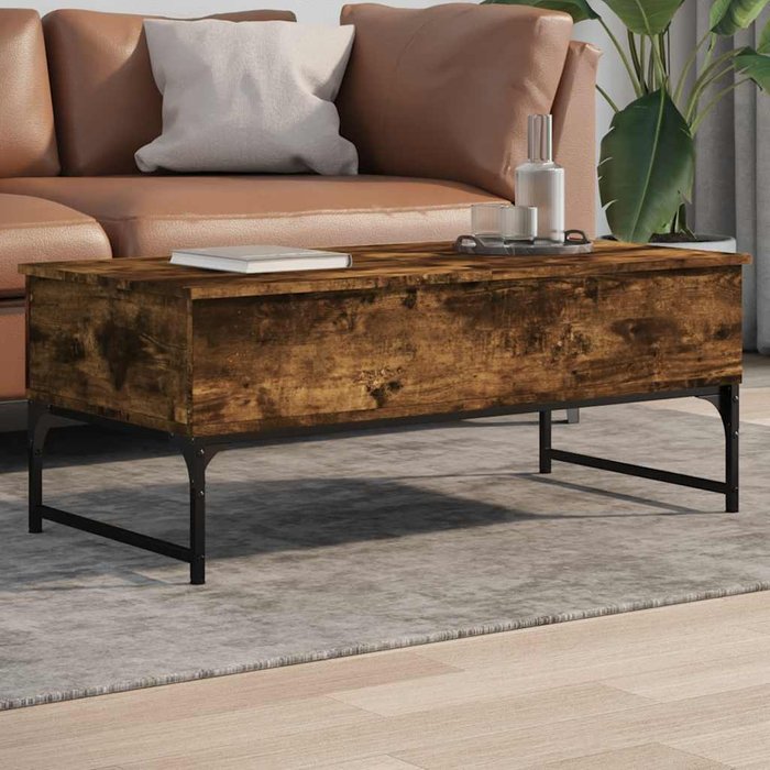 Maison exclusive - mesa de centro de madera de ingeniería y metal roble humo