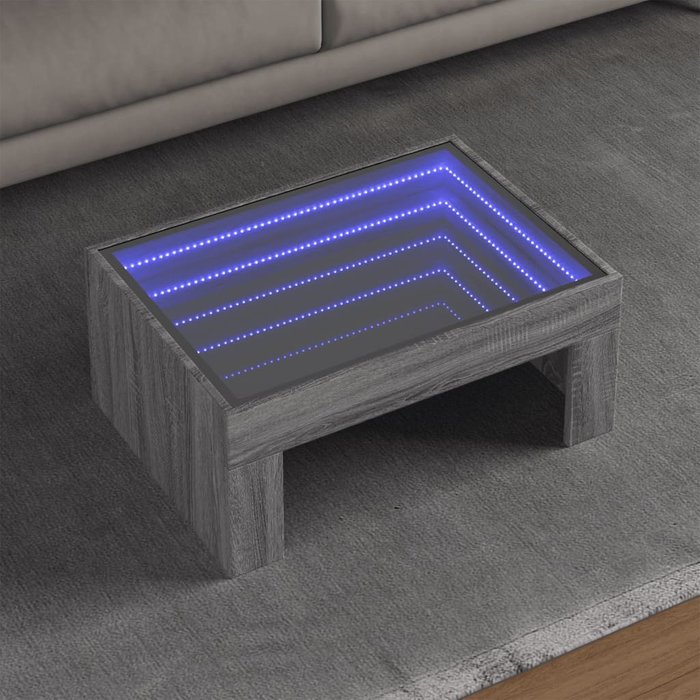 Mesa de centro con infinity led gris sonoma 70x50x30 cm