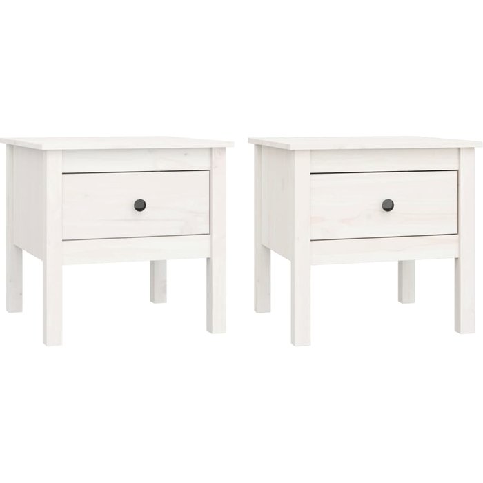 Mesa auxiliar 2 uds madera maciza de pino blanco 50x50x49 cm - comfortxl