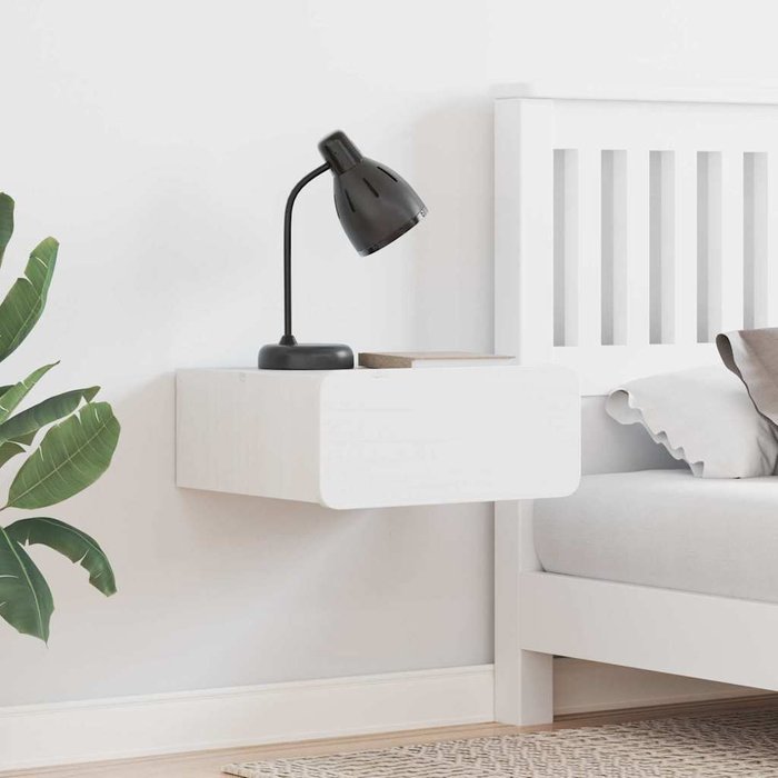 Mesita de noche con cajón, 2 piezas, blanco, 39 x 34 x 16,5 cm