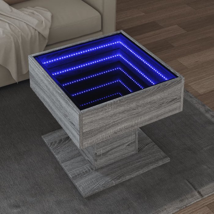 Mesa de centro y led madera ingeniería gris sonoma 50x50x45 cm vidaxl