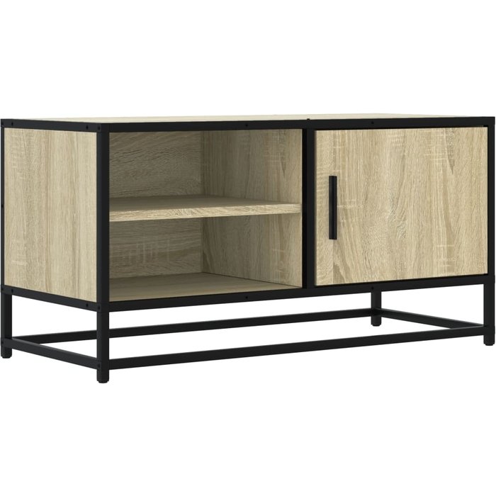 Mueble tv de metal y madera compuesta de roble sonoma 80x34,5x40 cm - comfortxl