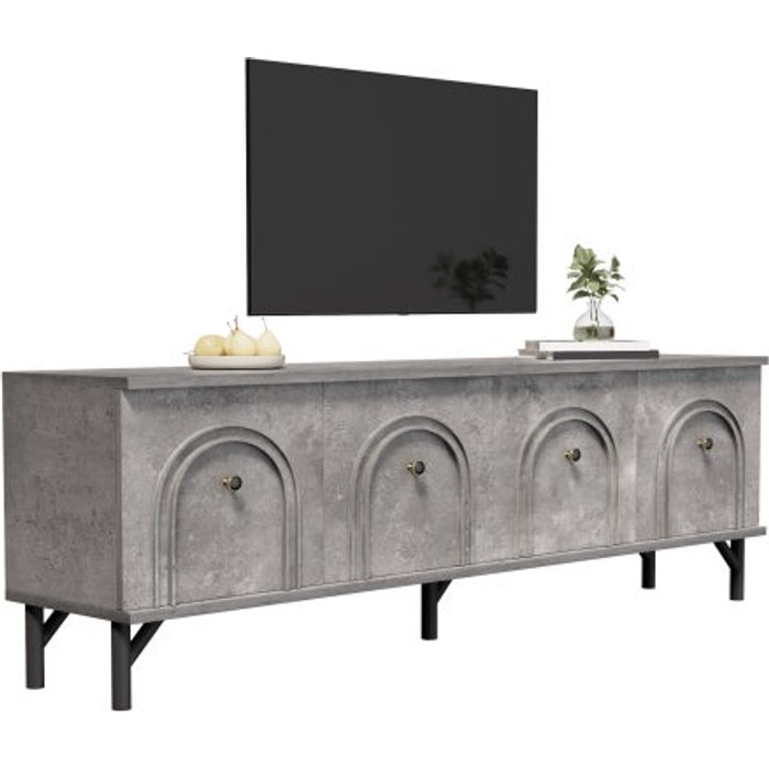 Mueble tv 4 puertas, con fachada 3d, gris, 160 x 38 x 55,5 cm - comfortxl