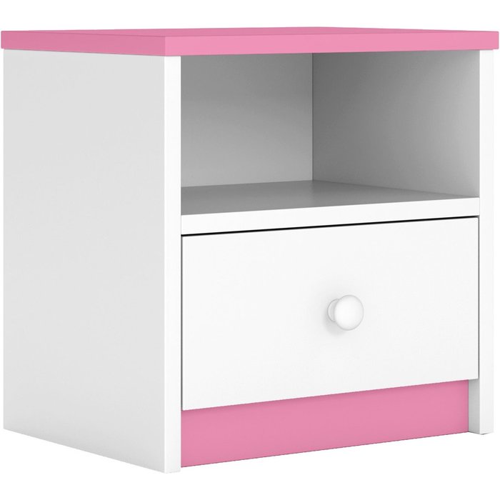 Mesita de noche drimy blanca y rosa