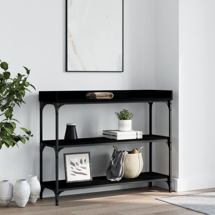 Maison exclusive - mesa consola con estantes negro 100x30x80 cm