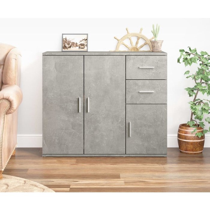 Vidaxl aparador de madera contrachapada gris hormigón 91x29,5x75 cm