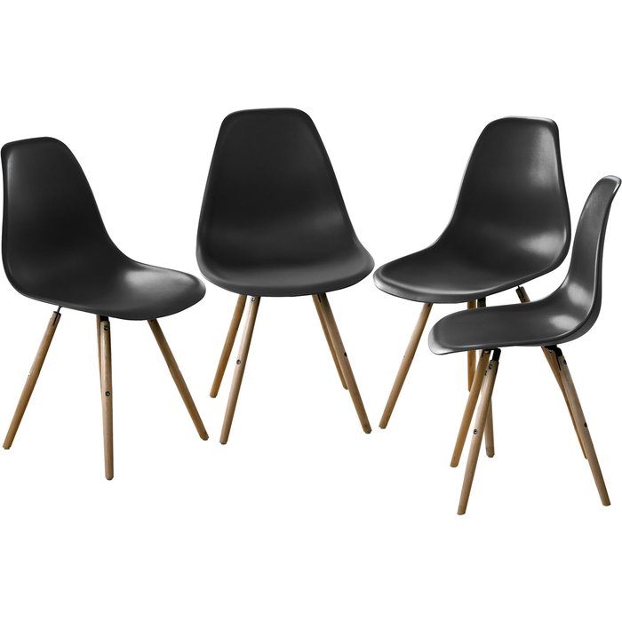 Pack de 4 sillas eiffel negras (53x46x80 - asiento al suelo 45cm)