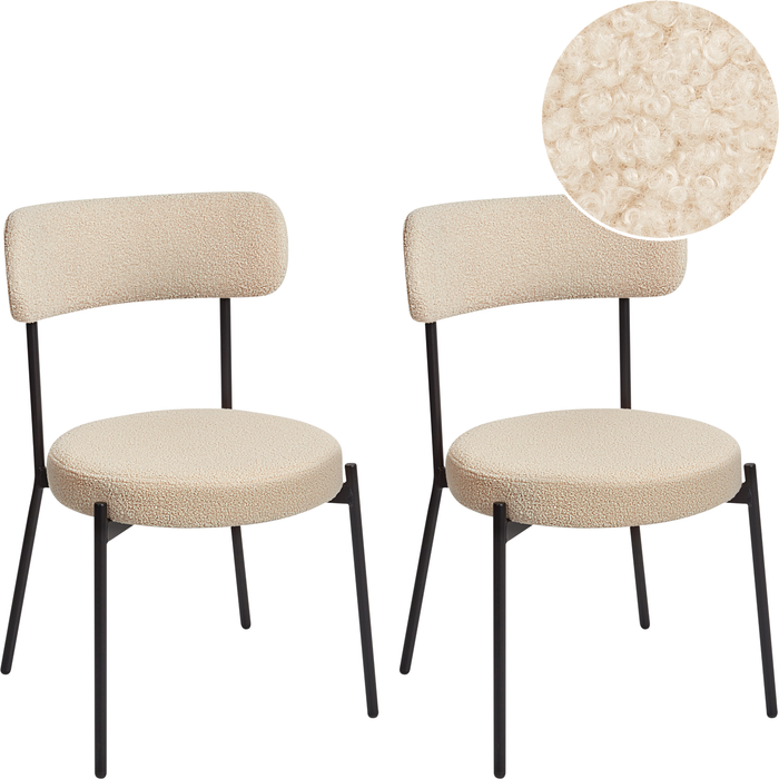 Beliani conjunto de 2 sillas de comedor allison bouclé beige claro