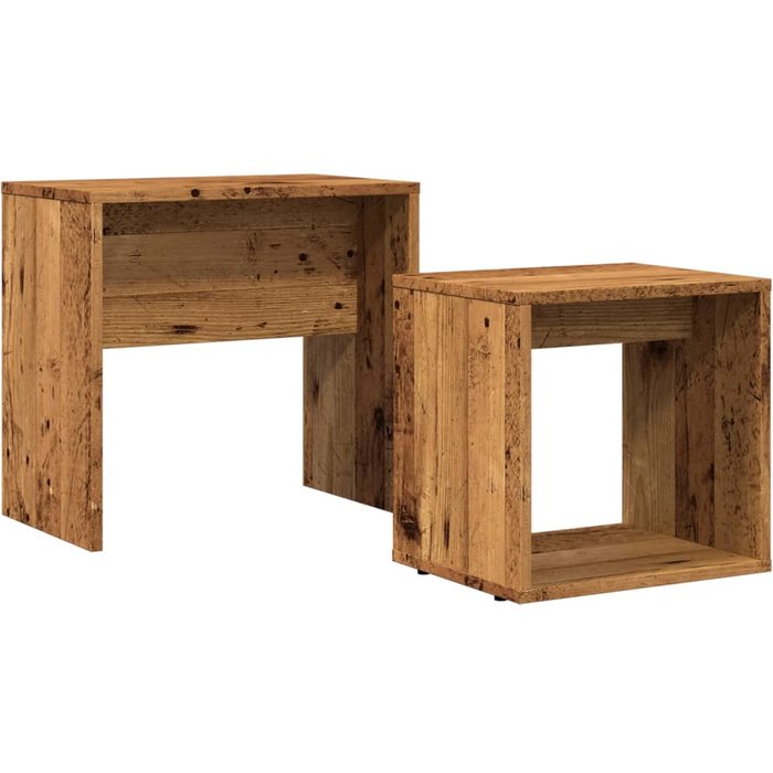 Mesas de centro apilables 2 uds madera de ingeniería envejecida - comfortxl