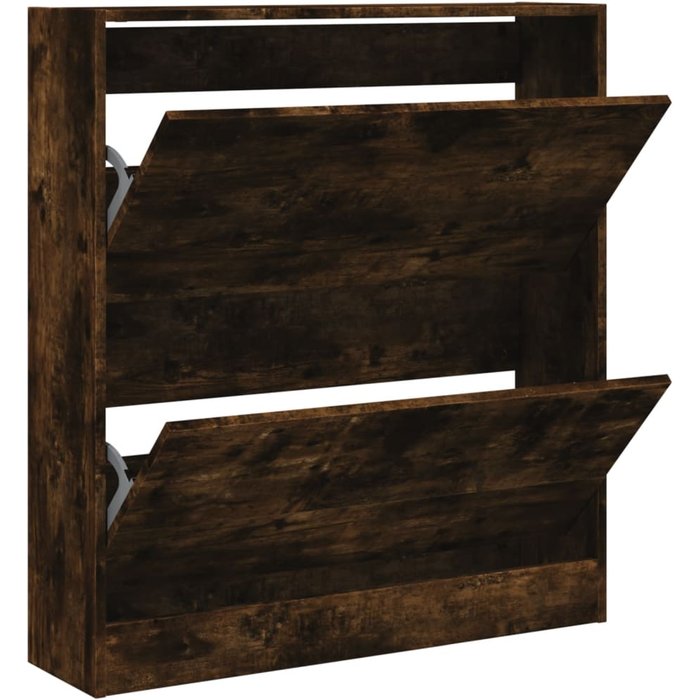 Zapatero de madera de ingeniería roble ahumado 80x21x87,5 cm - comfortxl