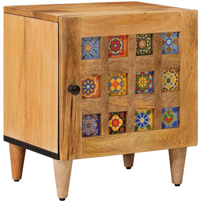 Mesita de noche natural, 40 x 33,5 x 46 cm