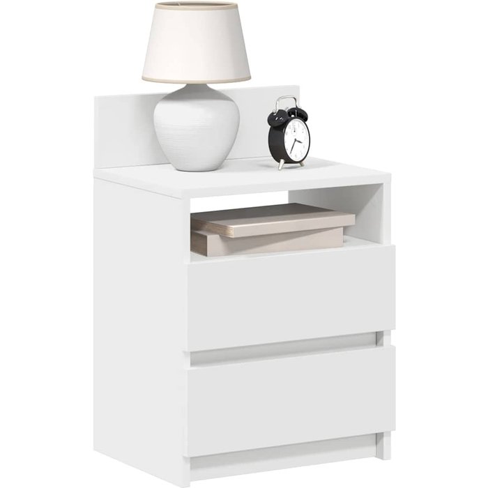 Mesitas de noche 2 piezas con 2 cajones blanco 40x33x60 cm