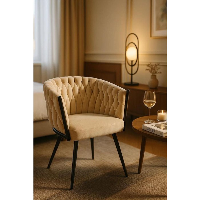 Regalos miguel - sillas comedor - silla widny black terciopelo - beige