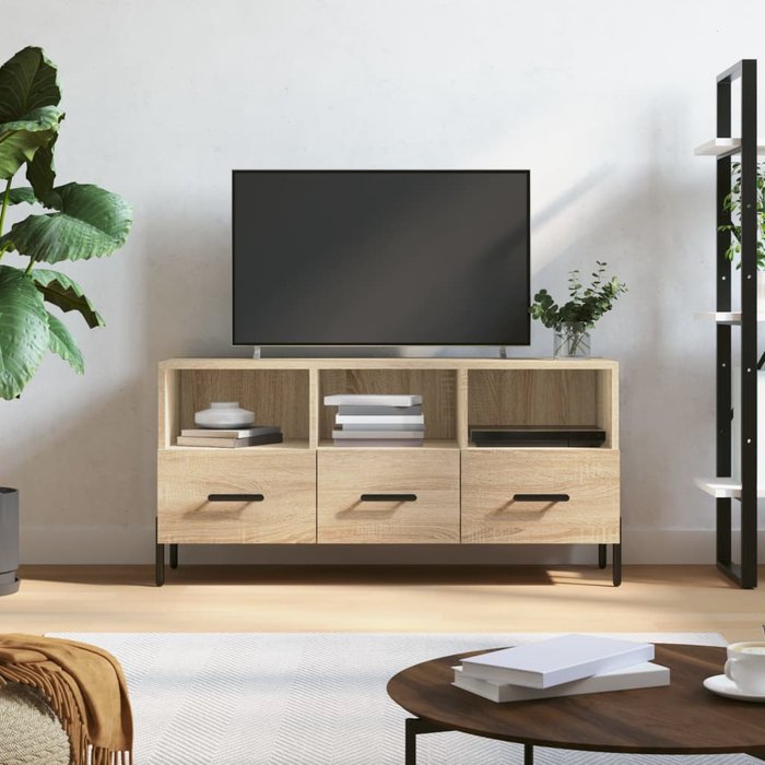 Mueble de tv de roble sonoma, 102 x 36 x 50 cm, madera de ingeniería