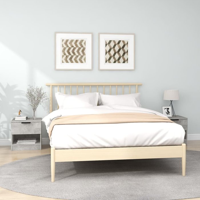 Maison exclusive - mesita de noche 2 uds madera contrachapada gris hormigón