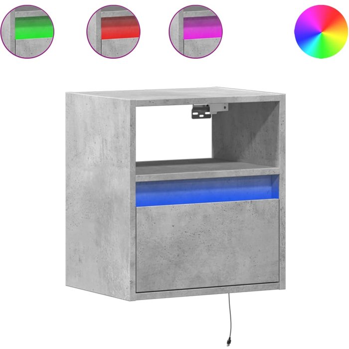 Muebles de tv de pared con luces led 2 uds gris hormigón 41x31x45 cm