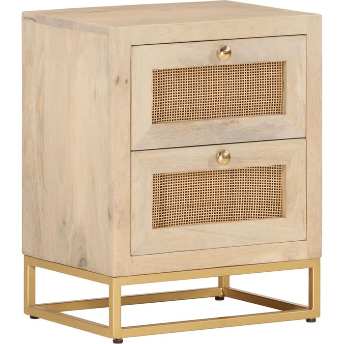 Vidaxl mesita de noche madera maciza de mango y hierro 40x30x50 cm