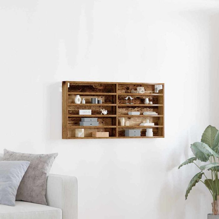 Vitrina de madera antigua 100 x 8,5 x 50 cm madera de ingeniería