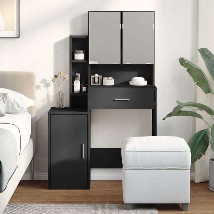 Tocador con mueble negro 80x35x132 cm vidaxl