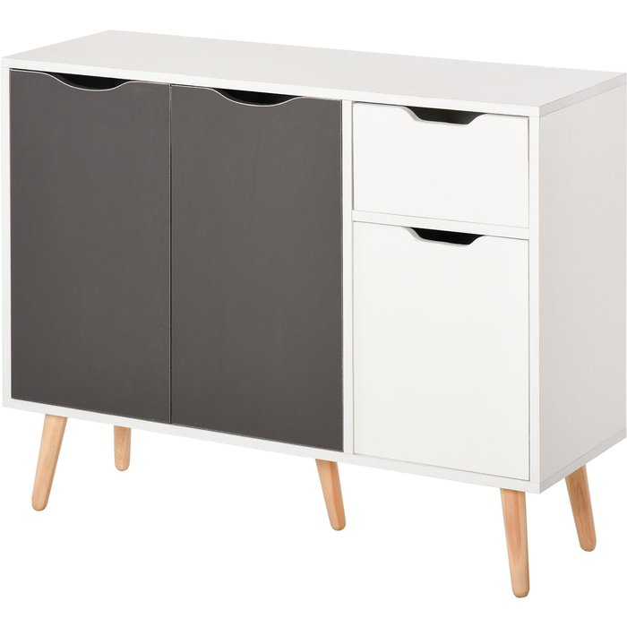 Aparador homcom melamina de madera blanco y gris 90x30x72 cm