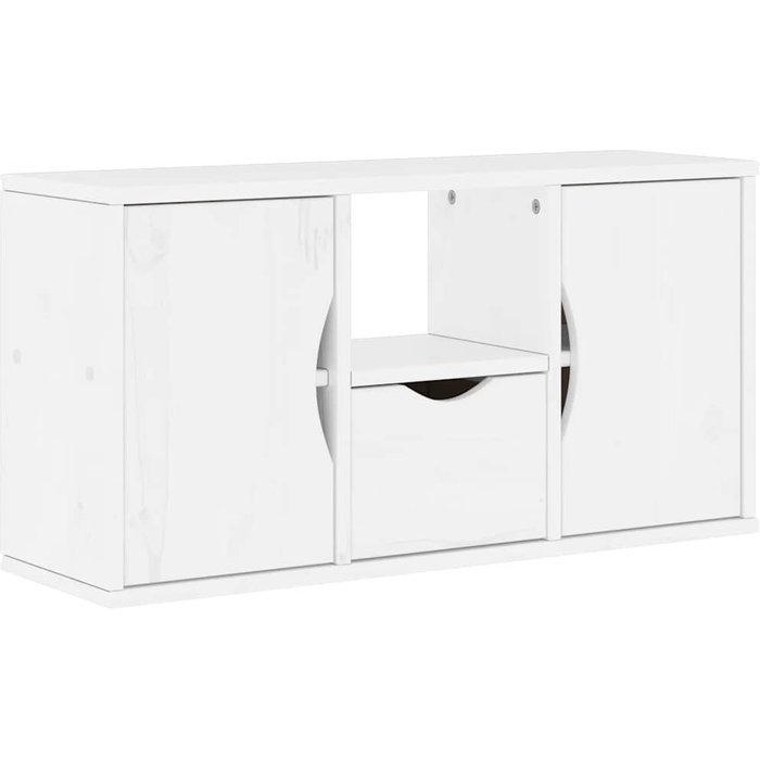 Mueble tv odda con cajón blanco 79x24x40 cm madera de pino - comfortxl