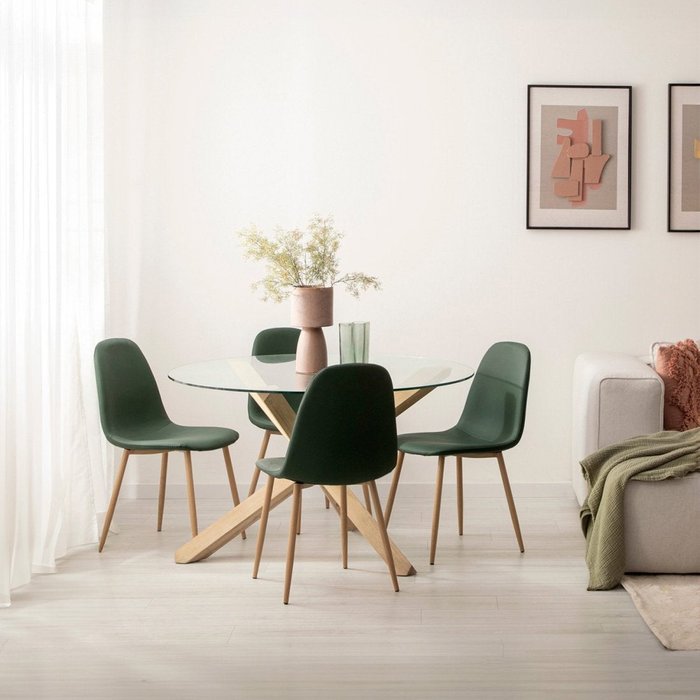 Packs 4 sillas polipiel verde oscuro 44 x 84 cm