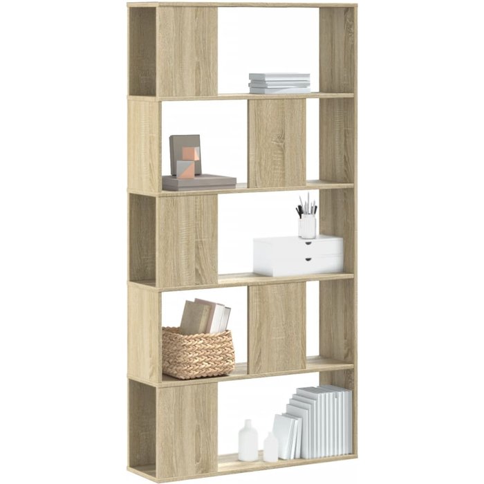 Maison exclusive - librería de 5 niveles madera roble sonoma 80,5x23,5x162,5 cm