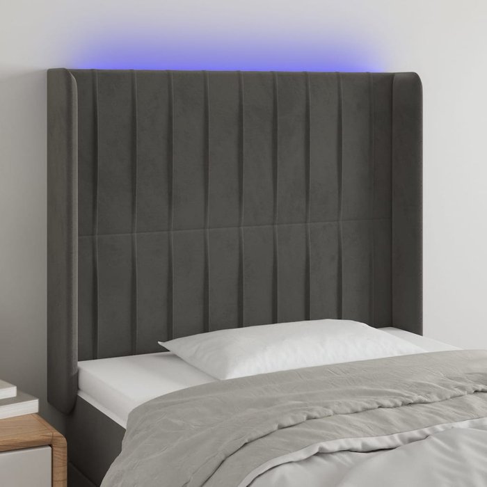 Cabecero led gris oscuro 93x16x118/128 cm terciopelo